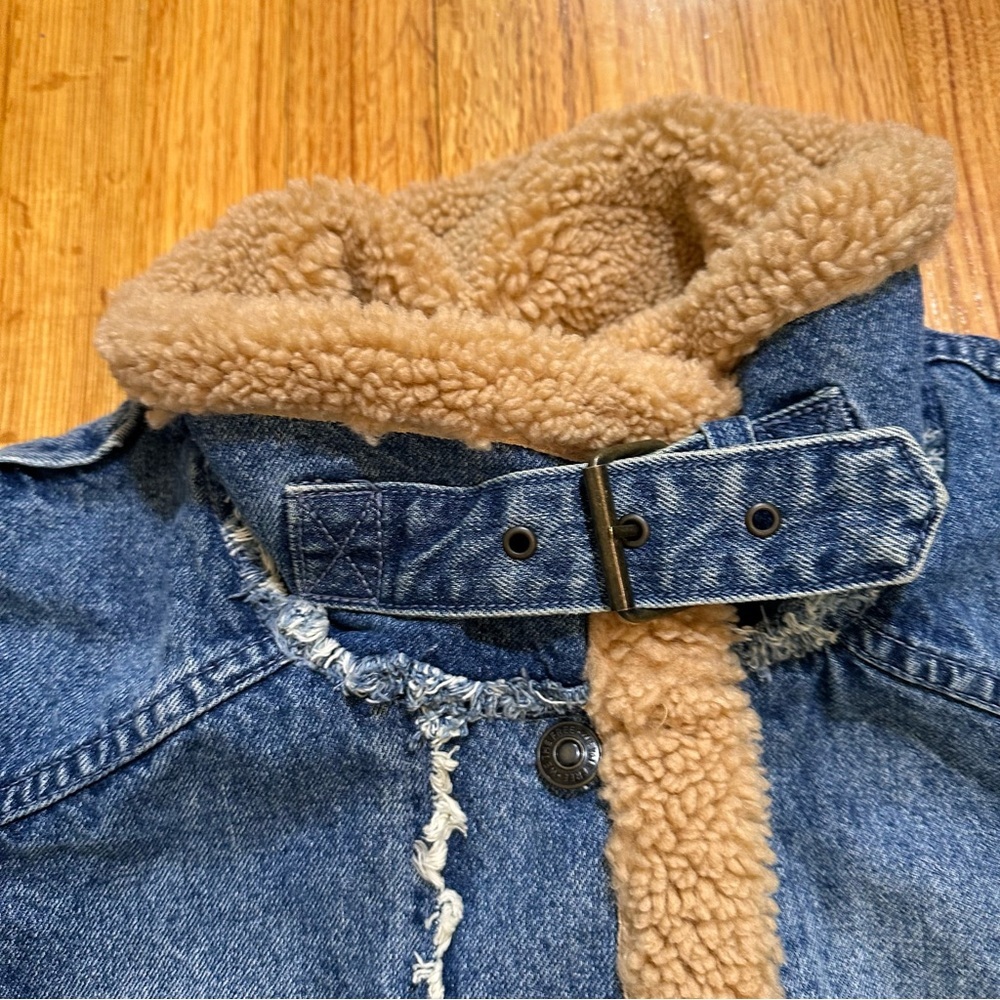 WE THE FREE by FREE PEOPLE Rylee Cozy Denim Moto Jacket size M - Picture 8 of 16